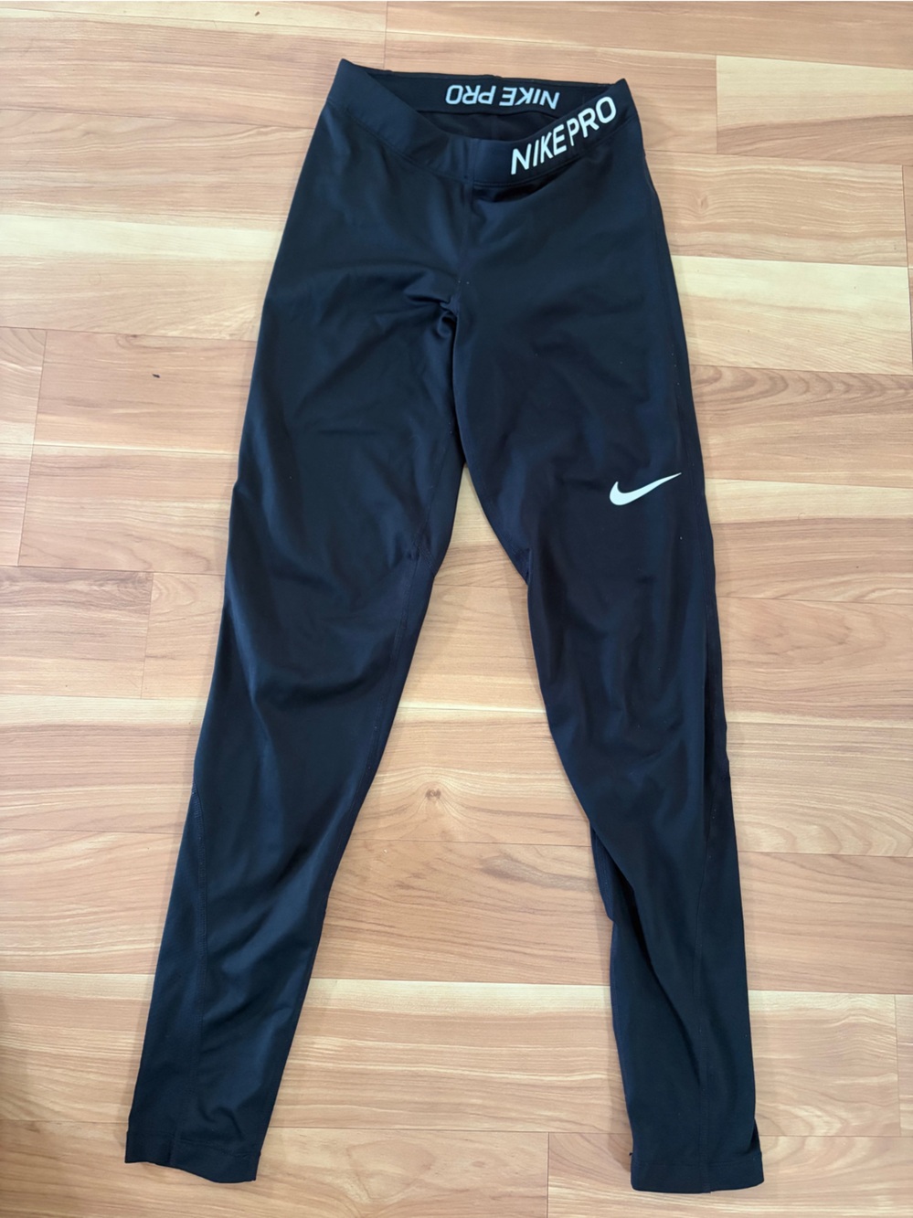Nike Black Leggings with White Swoosh and NIKE PRO Waistband